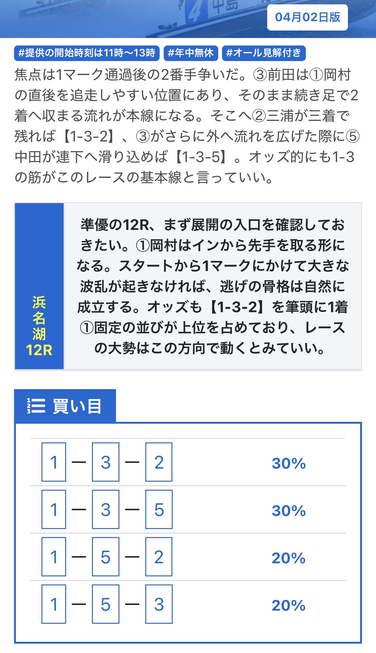 2026年4月2日 競艇予想NOVA 無料予想 競艇