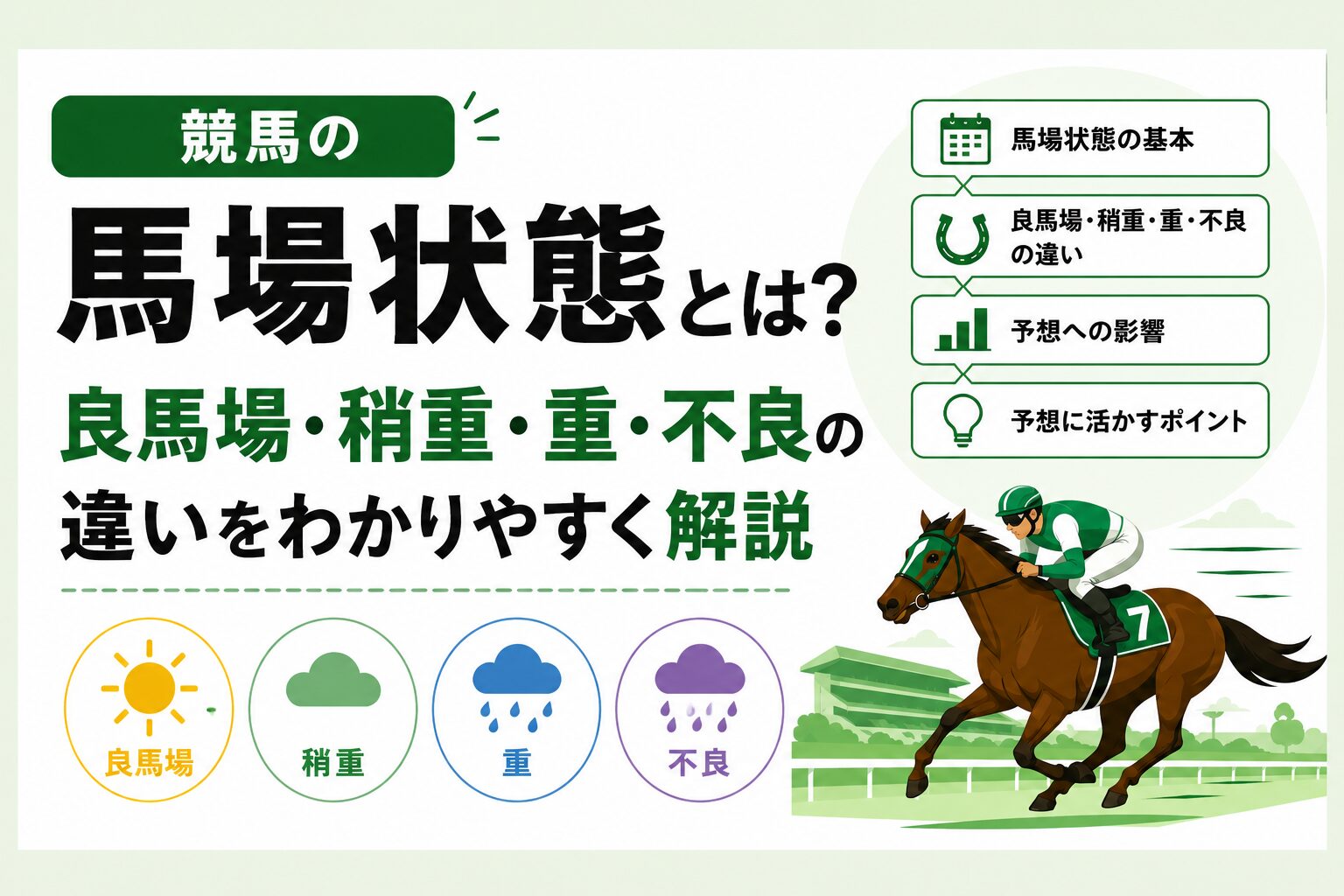 競馬の馬場状態とは？良馬場・稍重・重・不良の違いをわかりやすく解説