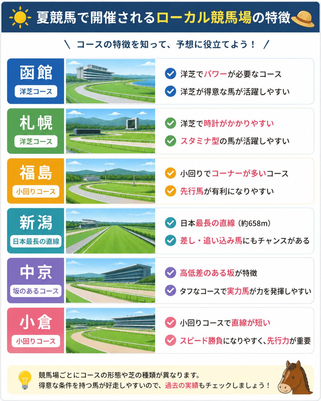 夏競馬　競馬　馬場　競馬場　特徴　ローカル競馬