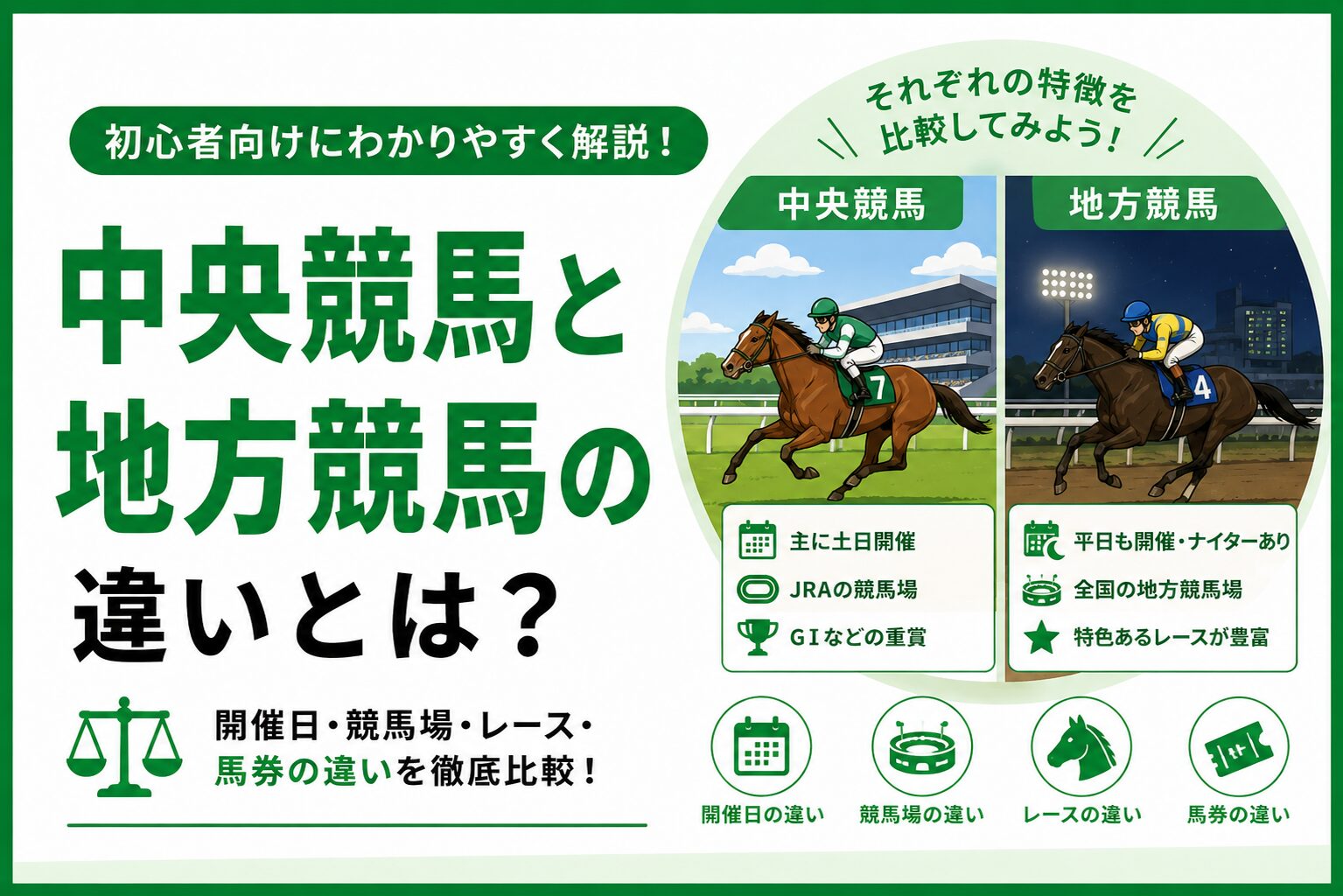 中央競馬と地方競馬の違いとは?特徴やレースの違いを初心者向けに解説