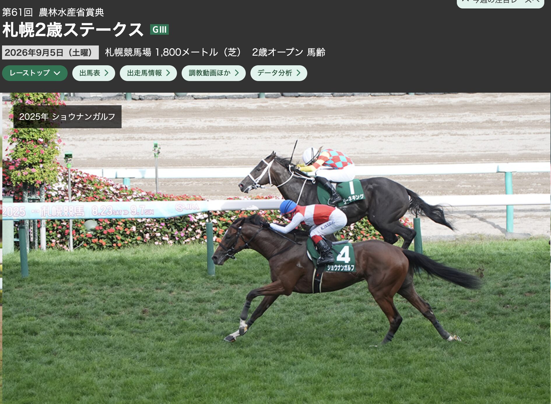 競馬　G3 　札幌2歳ステークス