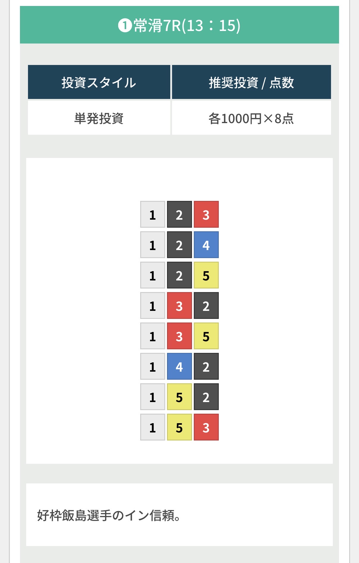 GALAXYの無料予想買い目