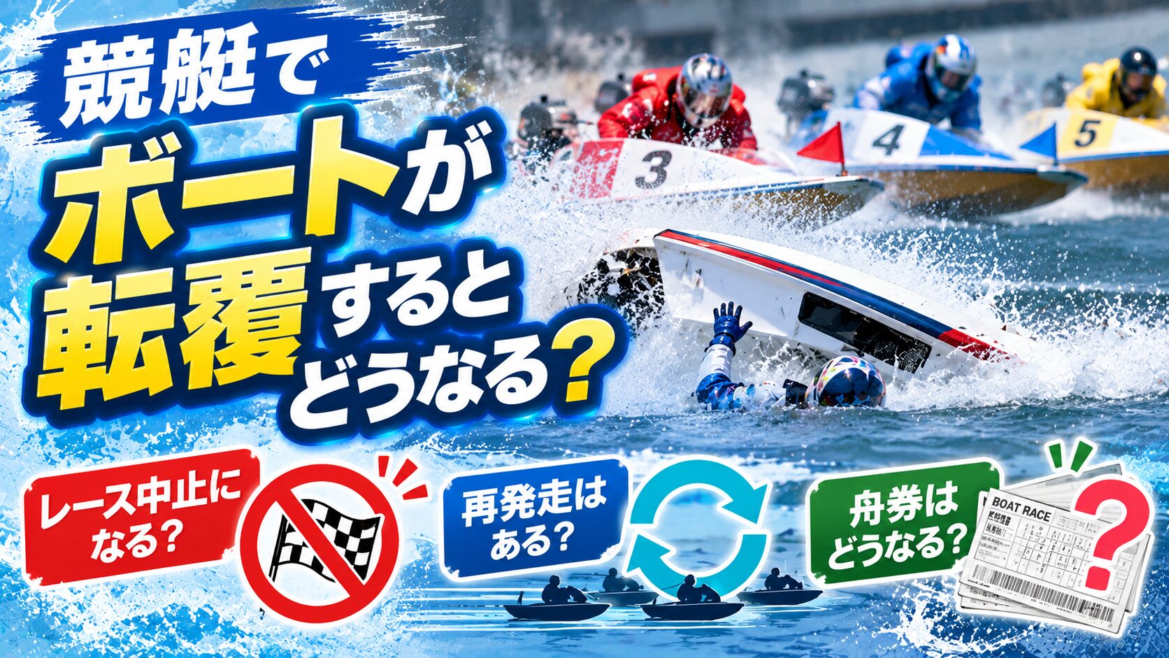 競艇でボートが転覆するとどうなる？レース中止・再発走の仕組み